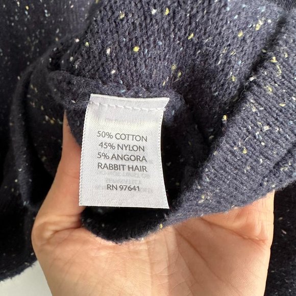 J.JILL Navy Blue Speckled Cotton‎ Angora Blend Ladies Minimalist Cardigan, PS - Picture 4 of 6